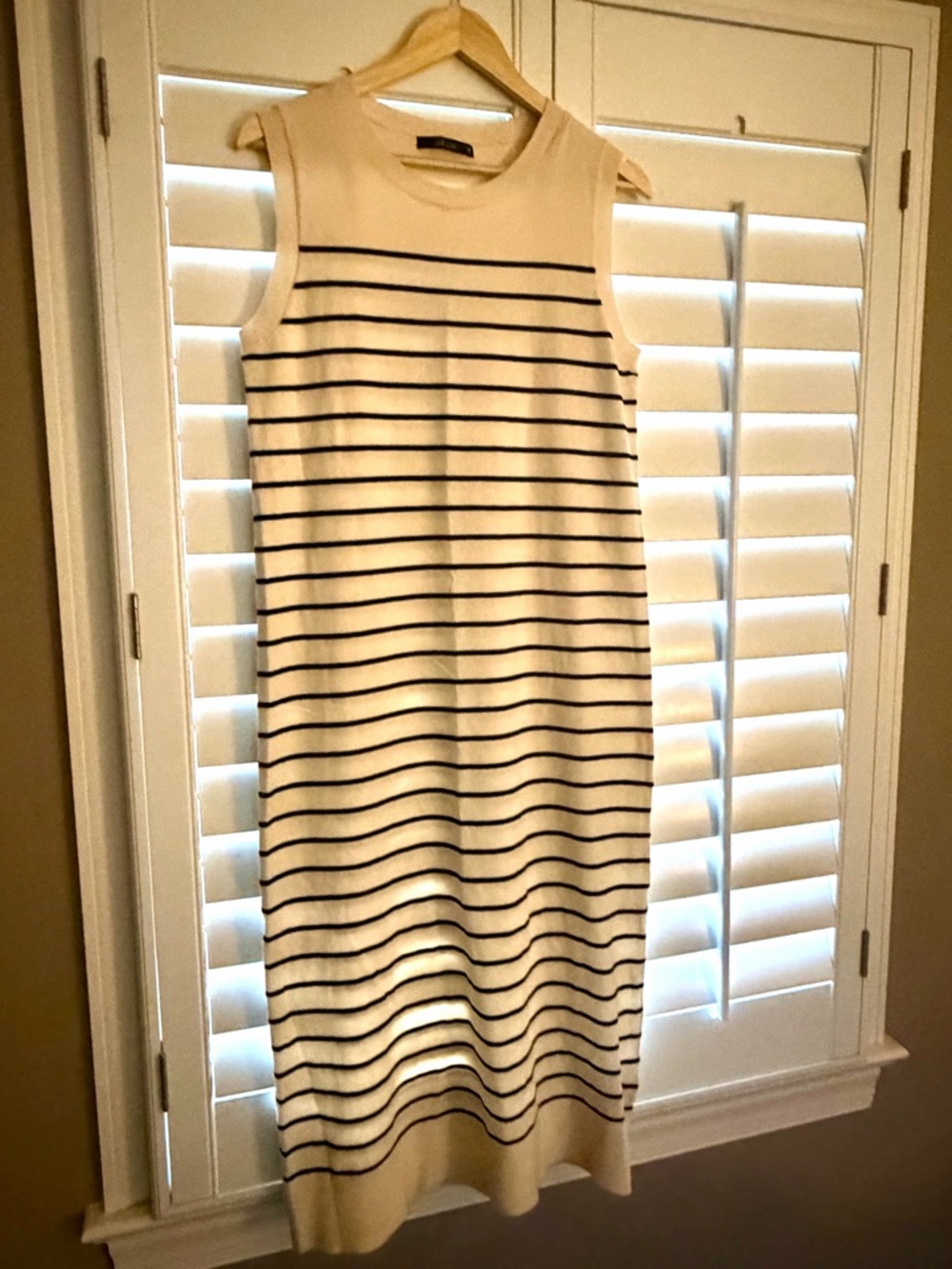 Deluc Cream and Black Striped Sleeveless Maxi Dress